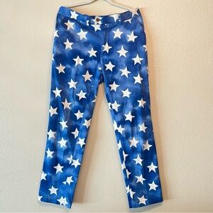 Loudmouth Men’s Blue Golf Pants White Stars Pattern 34x30